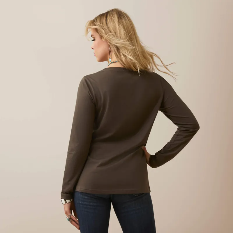Ariat Women's Flora Long Sleeve T-Shirt - Banyan Bark-3
